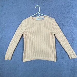 ORVIS WOMENS CABLE KNIT SWEATER YELLOW SIZE S